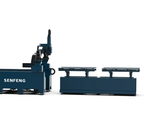Senfeng SF12086GT - тяжелый станок для лазерной резки труб и профилей под углом до 45º, с двумя патронами. Длина трубы до 12 метров с диаметром до 860 мм. Мощность от 6 до 20 кВт.