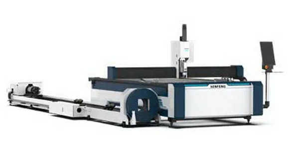 Senfeng SF3015PC – комбинированный станок повышенной мощности для лазерной резки листового металла и труб. Рабочее поле 3050х1530 мм. Длина трубы до 6 метров с диаметром до 240 мм. Мощность от 1,5 до 12 кВт.