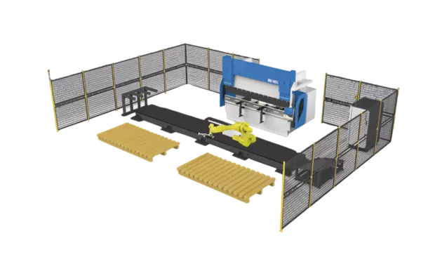 Senfeng BDE10032ES - автоматизированная листогибочная установка, усилие гиба 100 тонн, длина заготовки до 3200 мм, число осей робота 6+1