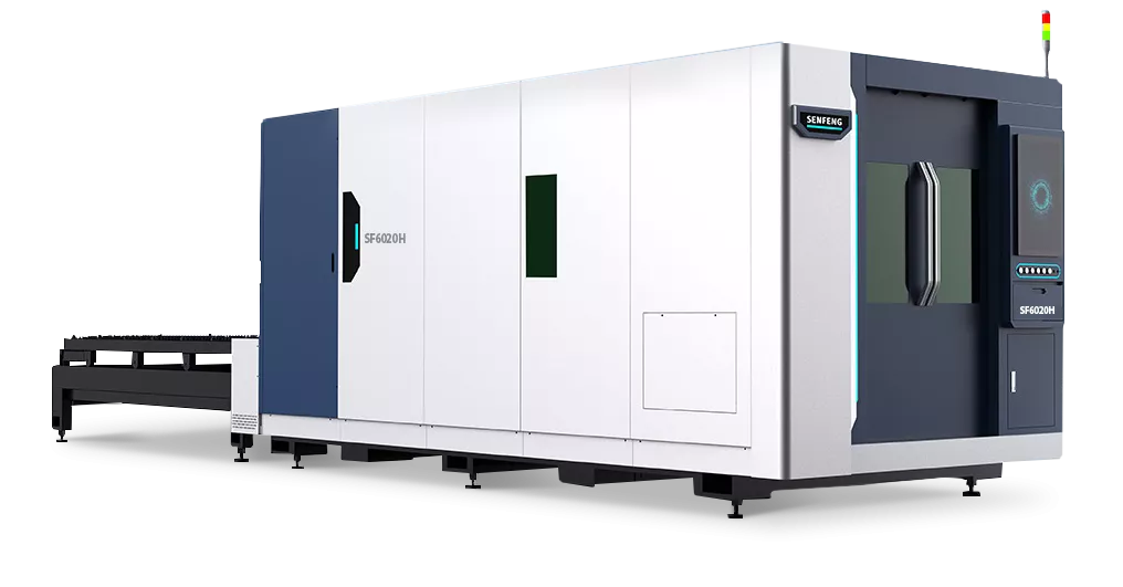 Senfeng SF6020H4 – высокомощный станок лазерной резки металла с защитой кабинетного типа и системой сменных столов. Рабочее поле 6000х2000 мм. Мощность от 6 до 60 кВт. Senfeng SF6020H4 – высокомощный станок лазерной резки металла с защитой кабинетного типа и системой сменных столов. Рабочее поле 6000х2000 мм. Мощность от 6 до 60 кВт.