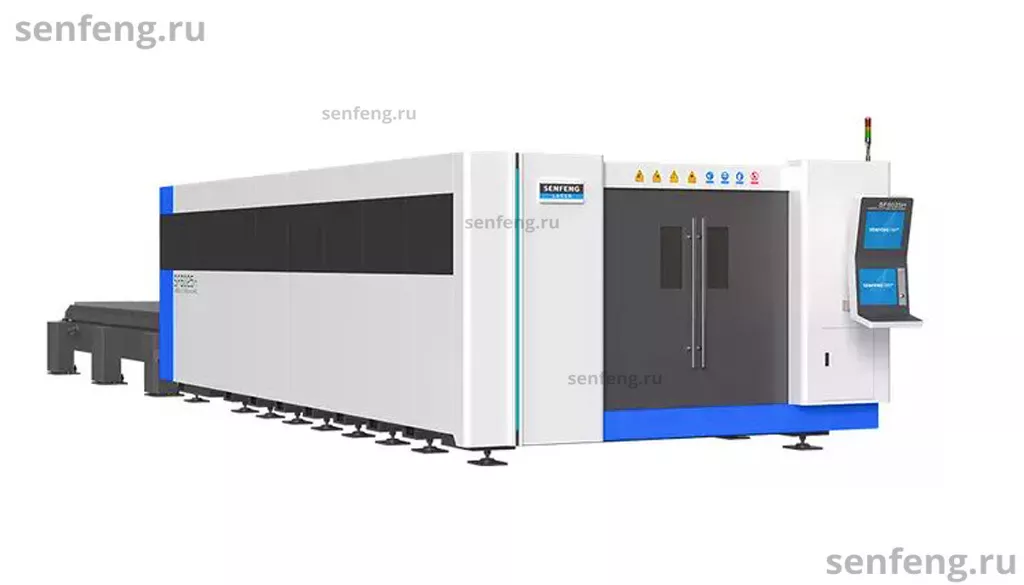 Senfeng SF6025H5 – сверхмощный станок лазерной резки металла с защитой кабинетного типа и системой сменных столов. Особо прочная станина и серводвигатели высокой мощности. Рабочее поле 6000х2500 мм. Мощность 12-100 кВт. Senfeng SF6025H5 – сверхмощный станок лазерной резки металла с защитой кабинетного типа и системой сменных столов. Особо прочная станина и серводвигатели высокой мощности. Рабочее поле 6000х2500 мм. Мощность 12-100 кВт.