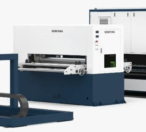 Senfeng SF1505CH - автоматизированный комплекс лазерной резки с рулонной подачей и кабинетной защитой. Толщина рулонного материала до 5 мм, ширина до 1500 мм. Мощность от 3 до 6 кВт.