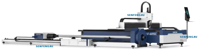 Senfeng SF6020C – комбинированный станок лазерной резки листового металла и труб открытого типа. Рабочее поле 6000х2000 мм. Длина трубы до 6 метров с диаметром до 220 мм. Мощность от 1,5 до 6 кВт. Senfeng SF6020C – комбинированный станок лазерной резки листового металла и труб открытого типа. Рабочее поле 6000х2000 мм. Длина трубы до 6 метров с диаметром до 220 мм. Мощность от 1,5 до 6 кВт.