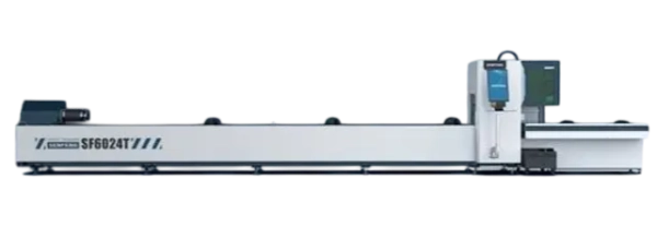 Senfeng SF6024T – станок для лазерной резки труб и профилей с защитной кабиной. Длина заготовок до 6 метров с диаметром до 230 мм. Мощность от 1,5 до 6 кВт.