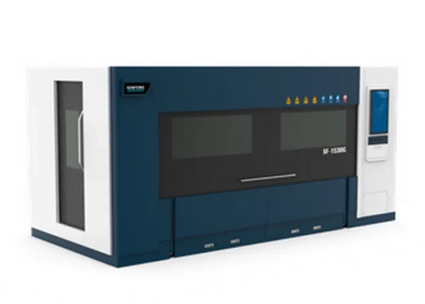 Senfeng SF1530G - станок для лазерной резки металла с рабочим полем 1510х3010 мм и кабинетной защитой. Мощность от 1,5 до 6 кВт