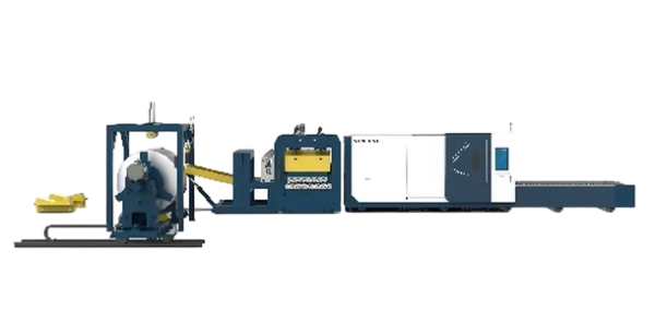 Senfeng SF2012CH - сверхмощный автоматизированный комплекс лазерной резки с рулонной подачей и кабинетной защитой. Толщина рулонного материала до 14 мм, ширина до 2000 мм. Мощность от 12 до 80 кВт.