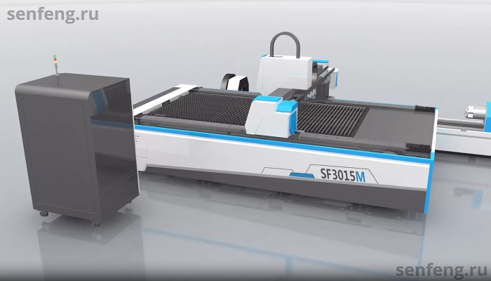 Senfeng SF4015MS – комбинированный станок лазерной резки металла и трубы открытого типа. Рабочее поле 4000х1500 мм. Длина трубы до 6 метров с диаметром до 220 мм. Мощность от 1,5 до 6 кВт. Senfeng SF4015MS – комбинированный станок лазерной резки металла и трубы открытого типа. Рабочее поле 4000х1500 мм. Длина трубы до 6 метров с диаметром до 220 мм. Мощность от 1,5 до 6 кВт.