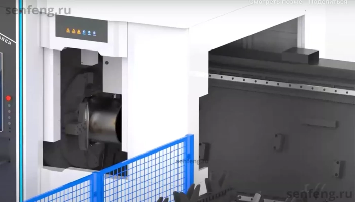 Senfeng SF12050HT - cверхтяжелый станок для лазерной резки трубы с четырьмя патронами, с защитной кабиной в зоне реза. Длина трубы от 6 до 12 метров с диаметром до 500 мм. Мощность от 6 до 20 кВт. Senfeng SF12050HT - cверхтяжелый станок для лазерной резки трубы с четырьмя патронами, с защитной кабиной в зоне реза. Длина трубы от 6 до 12 метров с диаметром до 500 мм. Мощность от 6 до 20 кВт.