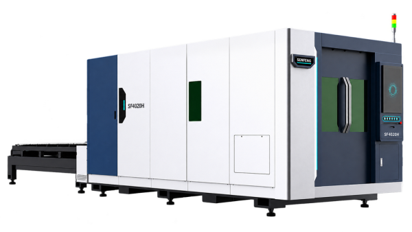 Senfeng SF4020H4 – высокомощный станок лазерной резки металла с защитой кабинетного типа и системой сменных столов. Рабочее поле 4000х2000 мм. Мощность от 6 до 60 кВт.