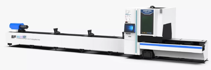 Senfeng SF6035GT – станок для лазерной резки трубы под углом до 45 ° с защитной кабиной в зоне реза. Длина трубы до 6 метров с диаметром до  360 мм. Мощность от 3 до 6 кВт. Senfeng SF6035GT – станок для лазерной резки трубы под углом до 45 ° с защитной кабиной в зоне реза. Длина трубы до 6 метров с диаметром до  360 мм. Мощность от 3 до 6 кВт.