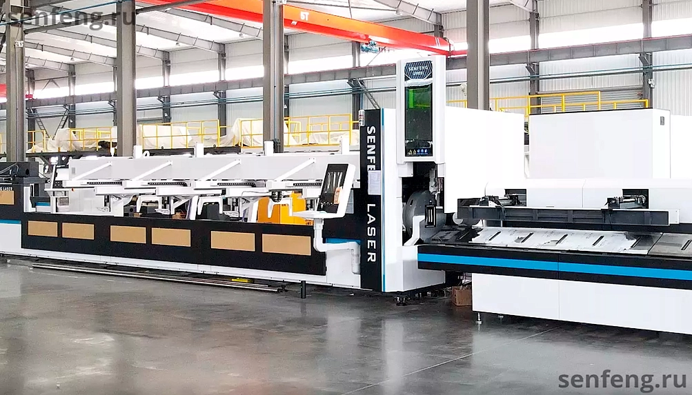 Senfeng SF12035NT - станок для лазерной резки трубы c тремя патронами и высокой производительностью. Длина трубы до 12 метров с диаметром до 350 мм. Мощность от 3 до 12 кВт/ Senfeng SF12035NT - станок для лазерной резки трубы c тремя патронами и высокой производительностью. Длина трубы до 12 метров с диаметром до 350 мм. Мощность от 3 до 12 кВт/