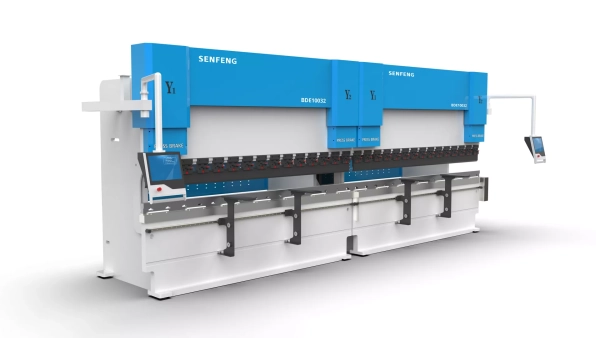 Senfeng BDE10032 + BDE10032 - тандемный листогибочный пресс с электрогидравлической синхронизацией, усилие гиба 200 тонн, длина заготовки до 6400 мм