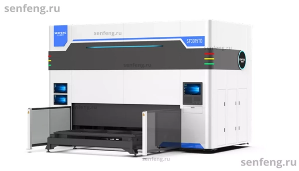 Senfeng SF3015TD - пятиосевой станок для лазерной резки объемных деталей сложной формы. С 180-градусной двухпозиционной вращающейся платформой. Рабочее поле 3000х1500 мм. Мощность от 1,5 до 4 кВт Senfeng SF3015TD - пятиосевой станок для лазерной резки объемных деталей сложной формы. С 180-градусной двухпозиционной вращающейся платформой. Рабочее поле 3000х1500 мм. Мощность от 1,5 до 4 кВт