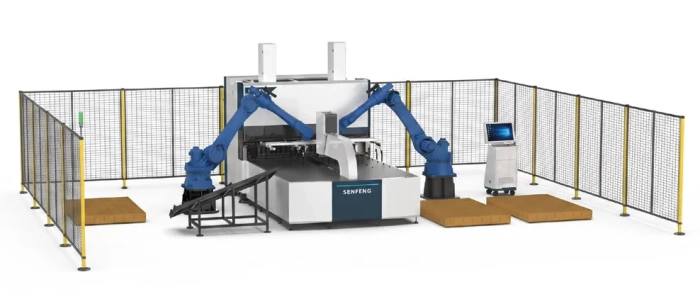 Роботизированная панелегибочная установка Senfeng. Макс. размер заготовки  до 2500 х 1250 мм