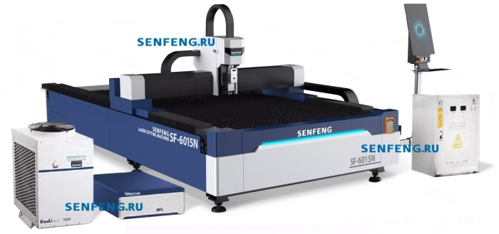 Senfeng SF6015N – лазерный станок резки металла открытого типа. Рабочее поле 6000х1500 мм. Мощность от 1,5 до 6 кВт.