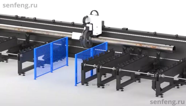 Senfeng SF12035HT - тяжелый станок для лазерной резки трубы с четырьмя патронами, с защитной кабиной в зоне реза. Длина трубы от 6 до 12 метров с диаметром до 360 мм. Мощность от 6 до 20 кВт. Senfeng SF12035HT - тяжелый станок для лазерной резки трубы с четырьмя патронами, с защитной кабиной в зоне реза. Длина трубы от 6 до 12 метров с диаметром до 360 мм. Мощность от 6 до 20 кВт.