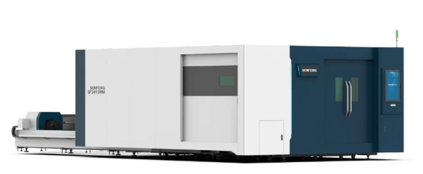 Senfeng SF6015HM – комбинированный станок лазерной резки металла и трубы с защитой кабинетного типа и системой сменных столов. Рабочее поле 6000х1500. Длина трубы до 6 метров с диаметром до 220 мм. Мощность от 6 до 30 кВт.