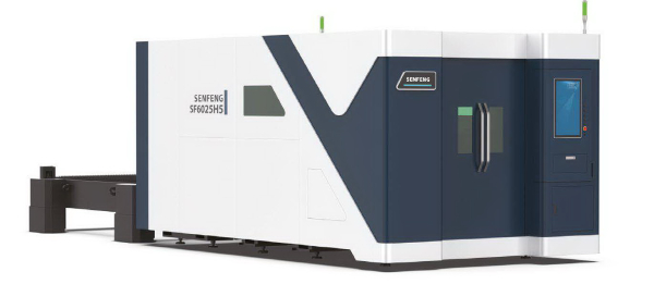 Senfeng SF6025H5 – сверхмощный станок лазерной резки металла с защитой кабинетного типа и системой сменных столов. Особо прочная станина и серводвигатели высокой мощности. Рабочее поле 6000х2500 мм. Мощность 12-100 кВт.