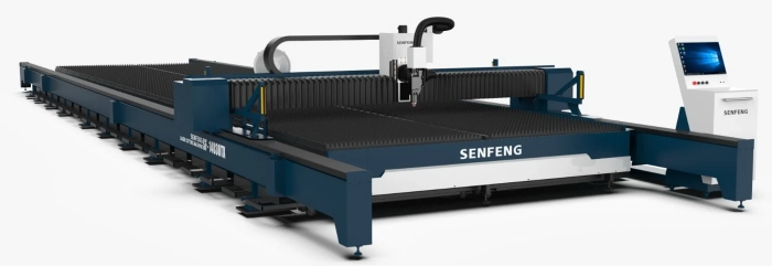 Senfeng SF20030TX - широкоформатный станок для лазерной резки листового металла. Возможность резки со скосом под углом 45°. Рабочее поле 20000х3000. Мощность от 6 до 100 кВт.