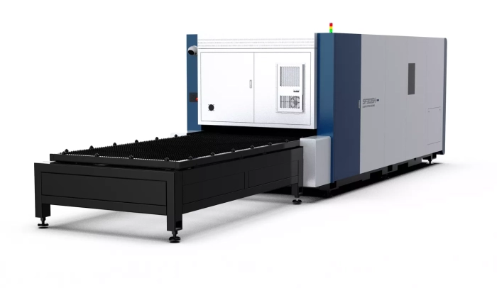 Senfeng SF3015HC – станок лазерной резки металла с защитой кабинетного типа и системой сменных столов. Рабочее поле 3000х1500 мм. Мощность от 1,5 до 12 кВт.