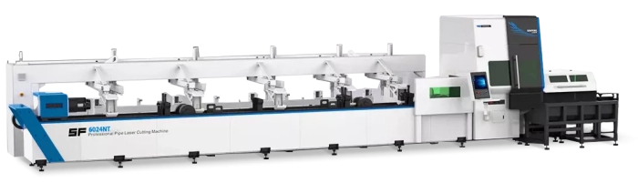 Senfeng SF6024NT – станок для лазерной резки трубы с тремя патронами. Длина трубы до 6 метров с диаметром до 240 мм. Мощность от 3 до 12 кВт Senfeng SF6024NT – станок для лазерной резки трубы с тремя патронами. Длина трубы до 6 метров с диаметром до 240 мм. Мощность от 3 до 12 кВт