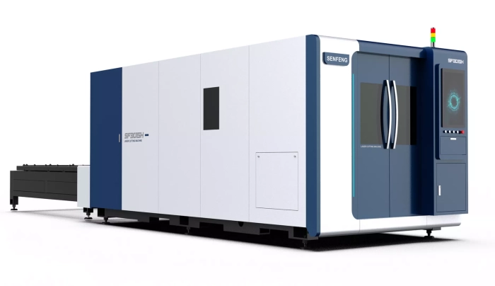 Senfeng SF6015HC – станок лазерной резки металла с защитой кабинетного типа и системой сменных столов. Рабочее поле 6000х1500 мм. Мощность от 1,5 до 12 кВт. Senfeng SF6015HC – станок лазерной резки металла с защитой кабинетного типа и системой сменных столов. Рабочее поле 6000х1500 мм. Мощность от 1,5 до 12 кВт.