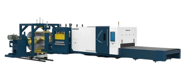 Senfeng SF2012CH - сверхмощный автоматизированный комплекс лазерной резки с рулонной подачей и кабинетной защитой. Толщина рулонного материала до 14 мм, ширина до 2000 мм. Мощность от 12 до 80 кВт.