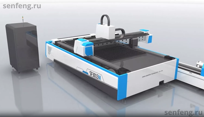 Senfeng SF4015MS – комбинированный станок лазерной резки металла и трубы открытого типа. Рабочее поле 4000х1500 мм. Длина трубы до 6 метров с диаметром до 220 мм. Мощность от 1,5 до 6 кВт. Senfeng SF4015MS – комбинированный станок лазерной резки металла и трубы открытого типа. Рабочее поле 4000х1500 мм. Длина трубы до 6 метров с диаметром до 220 мм. Мощность от 1,5 до 6 кВт.