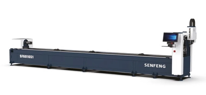 Senfeng SF6012S1 – станок открытого типа для лазерной резки труб и профилей. Длина заготовок до 6 метров с диаметром до 120 мм. Мощность от 1,5 до 3 кВт.