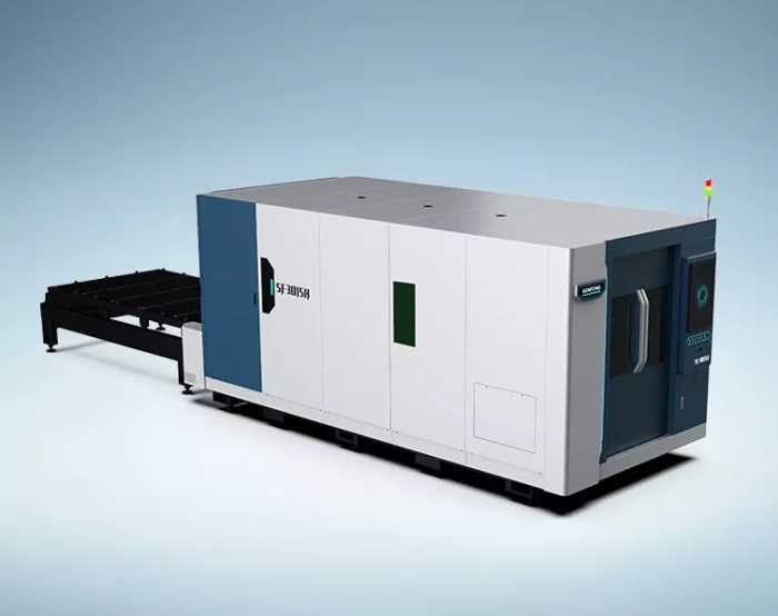 Senfeng SF3015H4 - высокомощный станок лазерной резки металла с защитой кабинетного типа и системой сменных столов. Рабочее поле 3000х1500 мм. Мощность от 6 до 60 кВт. Senfeng SF3015H4 - высокомощный станок лазерной резки металла с защитой кабинетного типа и системой сменных столов. Рабочее поле 3000х1500 мм. Мощность от 6 до 60 кВт.