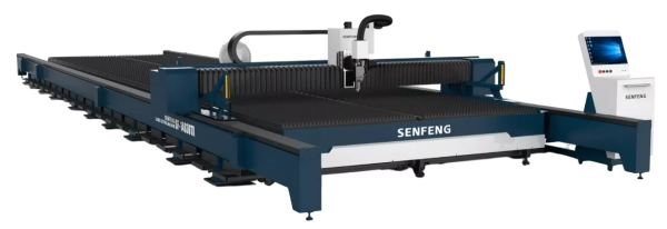 Senfeng SF8030TX - широкоформатный станок для лазерной резки листового металла. Возможность резки со скосом под углом 45°. Рабочее поле 8000х3000. Мощность от 6 до 100 кВт.