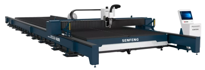 Senfeng SF9030TX - широкоформатный станок для лазерной резки листового металла. Возможность резки со скосом под углом 45°. Рабочее поле 9000х3000. Мощность от 6 до 100 кВт.