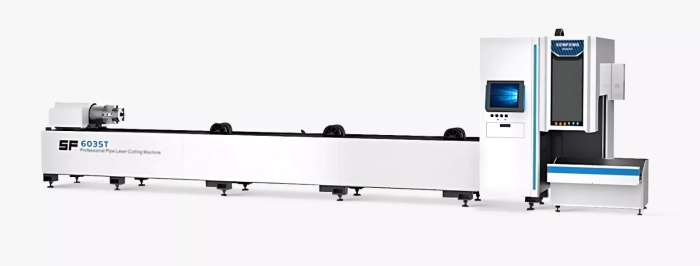 Senfeng SF6035T – станок для лазерной резки труб и профилей с защитной кабиной. Длина заготовок до 6 метров с диаметром до 360 мм. Мощность от 1,5 до 6 кВт. Senfeng SF6035T – станок для лазерной резки труб и профилей с защитной кабиной. Длина заготовок до 6 метров с диаметром до 360 мм. Мощность от 1,5 до 6 кВт.