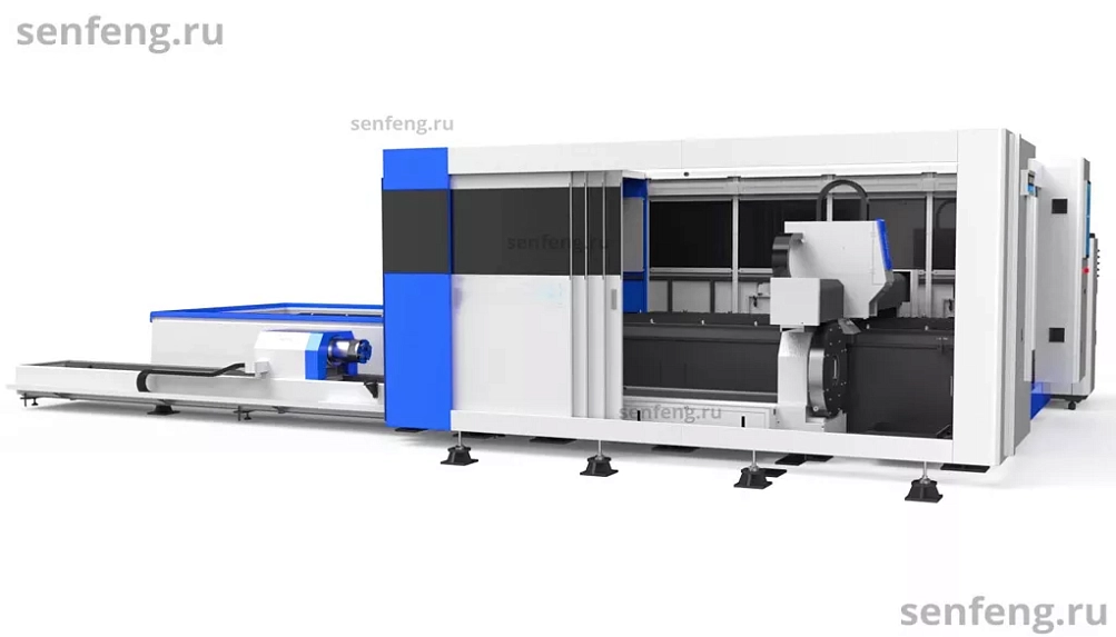 Senfeng SF6015HMС – комбинированный станок лазерной резки металла и трубы с защитой кабинетного типа и системой сменных столов. Рабочее поле 6000х1500. Длина трубы до 6 метров с диаметром до 220 мм. Мощность от 1,5 до 6 кВт. Senfeng SF6015HMС – комбинированный станок лазерной резки металла и трубы с защитой кабинетного типа и системой сменных столов. Рабочее поле 6000х1500. Длина трубы до 6 метров с диаметром до 220 мм. Мощность от 1,5 до 6 кВт.